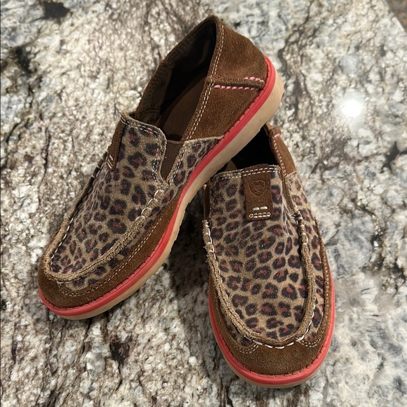 Ariat Brown and Red Slip-On Loafers with Leopard Print - Picture 3 of 3